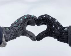 Black And White Fair Isle Hearts Mittens -Love Your Melon Black and White Fair Isle Hearts Mittens 2 Model Crop