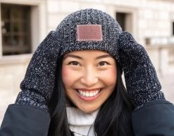 Black And White Speckled Mittens 5 Black And White Speckled Mittens -Love Your Melon Black and White Speckled Mittens Model Crop