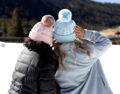 Blush Cable Knit Pom Beanie -Love Your Melon Blush Cable Knit Pom Beanie 2 Model Crop