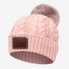 Blush Cable Knit Pom Beanie