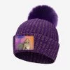 Pocahontas Purple Metallic Gold Yarn Kids Pom Beanie