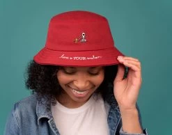 Snoopy And Woodstock Laughing Red Bucket Hat -Love Your Melon DSC06321