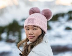 Minnie Mouse Rose Gold Blush And Metallic Rose Gold Yarn Double Pom Beanie -Love Your Melon DSC08184 Recovered Recovered ac761a1b d701 4267 867d 55a313f0944e