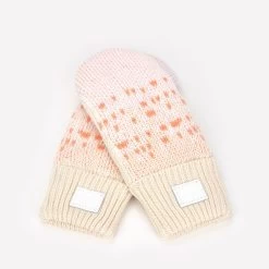 Natural, Salmon, And White Fair Isle Mittens