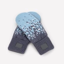 Light Charcoal, Light Blue, And White Fair Isle Mittens
