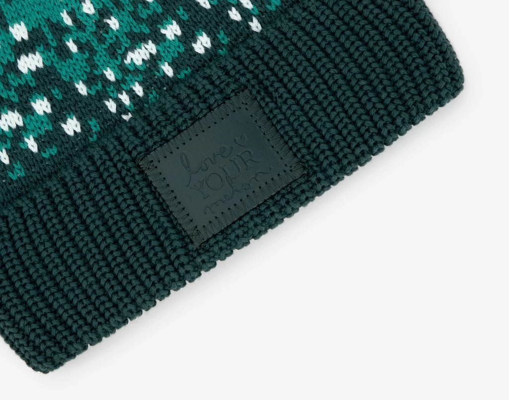 Hunter, Biscay Bay, And Seafoam Fair Isle Pom Beanie 2 Hunter, Biscay Bay, And Seafoam Fair Isle Pom Beanie - Image 2