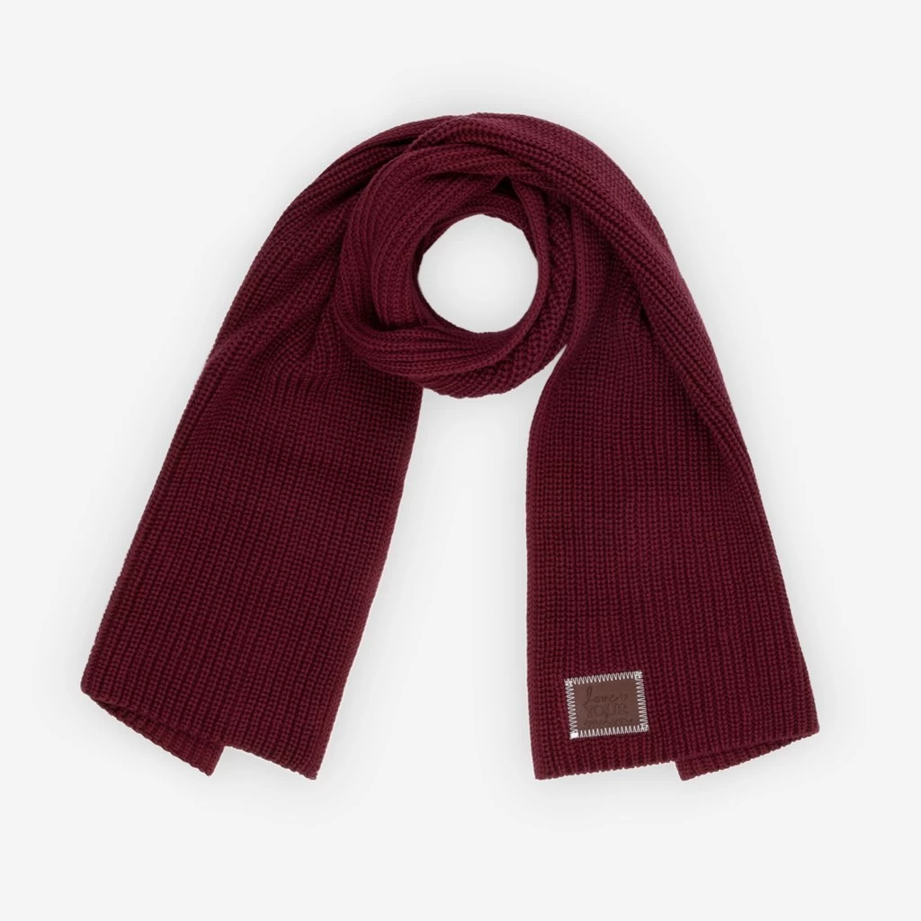 Burgundy Flat Knit Scarf 1 Burgundy Flat Knit Scarf