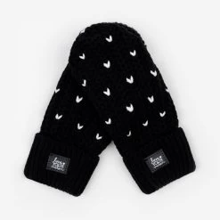 Black And White Fair Isle Hearts Mittens
