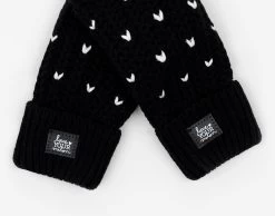 Black And White Fair Isle Hearts Mittens -Love Your Melon FairIsleBlackWhiteMittens B