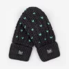 Dark Charcoal And Mint Fair Isle Hearts Mittens