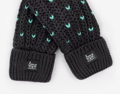 Dark Charcoal And Mint Fair Isle Hearts Mittens -Love Your Melon FairIsleDarkCharcoalMintMittens B