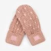 Misty Rose And Natural Fair Isle Hearts Mittens