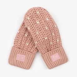 Misty Rose And Natural Fair Isle Hearts Mittens