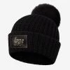 Black Gold Foil And Stitching Pom Beanie