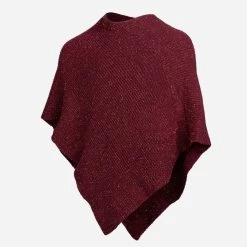 Burgundy Metallic Gold Yarn Knit Shawl
