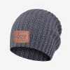 Light Charcoal Glitter Patch Beanie