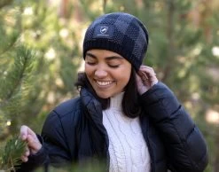 Hufflepuff™ Buffalo Check Beanie -Love Your Melon Hufflepuff Buffalo Check Beanie Model Crop