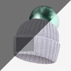 Kids High Rise Pom Beanie (Seafoam Light Up Pom)