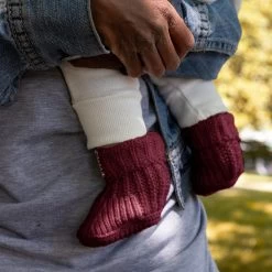 Baby Burgundy Booties -Love Your Melon LYM.10.23.Bundle.Up .Week .eCom .Baby .Booties.Burgundy.PDP .3