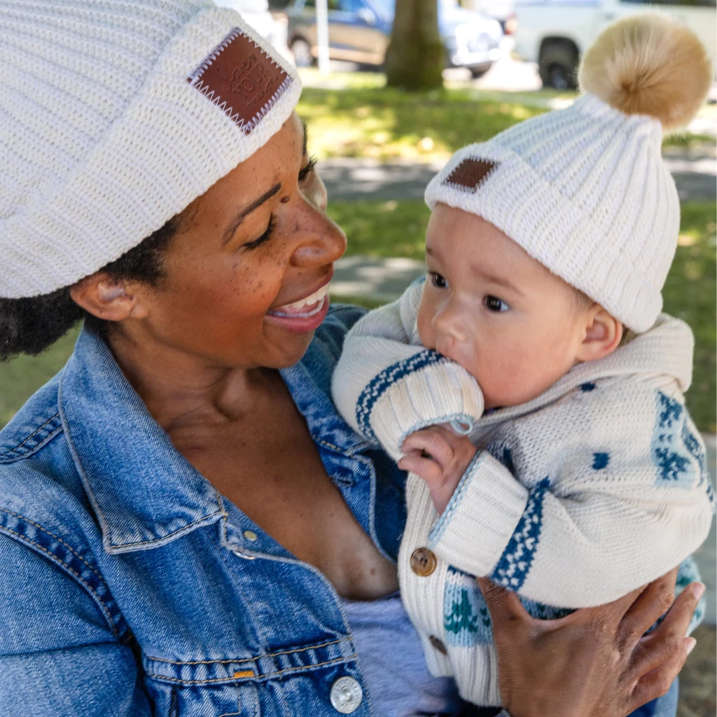 Mommy & Me Cozy Winter Bundle: Baby White Speckled 2 Mommy & Me Cozy Winter Bundle: Baby White Speckled - Image 2