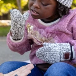 Toddler Black Speckled Mittens -Love Your Melon LYM.10.23.Bundle.Up .Week .eCom .Toddler.Mittens.Black .Speck .PDP .3