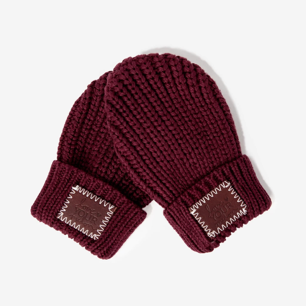 Toddler Burgundy Mittens 1 Toddler Burgundy Mittens