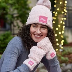 Barbie™ Blush Pearled Knit Mittens -Love Your Melon LYM.Barbie.Winter.2023.eCom .Adult .Pearl .Mitten.Blush .PDP .4