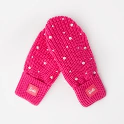 Barbie™ Hot Pink Pearled Knit Mittens