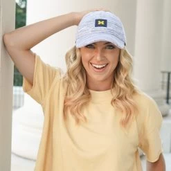 Michigan Wolverines White And Navy Speckled Hero Cap -Love Your Melon LYM.Collegiate.Hero .2023.eCom .Michigan.Hero .Cap .PDP .5