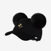 Mickey Mouse Black Gold Foil Hero Cap With Pom Ears