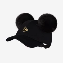 Minnie Mouse Black Gold Foil Hero Cap With Pom Ears
