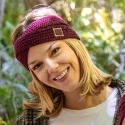 Burgundy Criss-Cross Knit Headband -Love Your Melon LYM.FallClassics.PDP .1.CrissCross.Burg