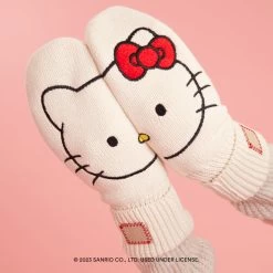 HELLO KITTY® White Speckled Mittens -Love Your Melon LYM.HelloKitty.eCom .Mittens.PDP .3