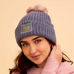 Light Charcoal And Rose Gold Metallic Speckled Pom Beanie -Love Your Melon LYM.Holiday.Metallic.2023.eCom .Adult .Grey .Metallic.Pom .PDP .4