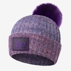 Deep Purple And Pink Space Dye Pom Beanie