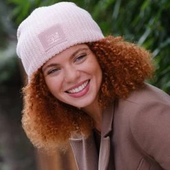 Blush Rose Foil Satin Lined Beanie -Love Your Melon LYM.Rose .Foil .Satin .Lined .11.23.eCom .Blush .Classic.PDP .4