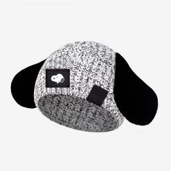 Snoopy Black Speckled Lightweight Baby Beanie With Ears