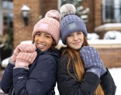 Light Charcoal And Light Blue Fair Isle Hearts Mittens 7 Light Charcoal And Light Blue Fair Isle Hearts Mittens -Love Your Melon Light Charcoal and Light Blue Fair Isle Hearts Mittens 2 Model Crop