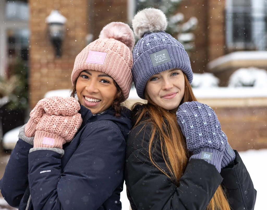 Light Charcoal And Light Blue Fair Isle Hearts Mittens 4 Light Charcoal And Light Blue Fair Isle Hearts Mittens - Image 4