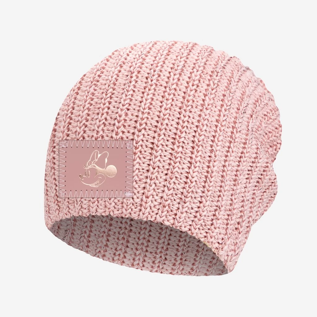 Minnie Mouse Rose Gold Blush And Metallic Rose Gold Yarn Beanie 1 Minnie Mouse Rose Gold Blush And Metallic Rose Gold Yarn Beanie
