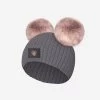Minnie Mouse Light Charcoal Lightweight Baby Double Pom Beanie