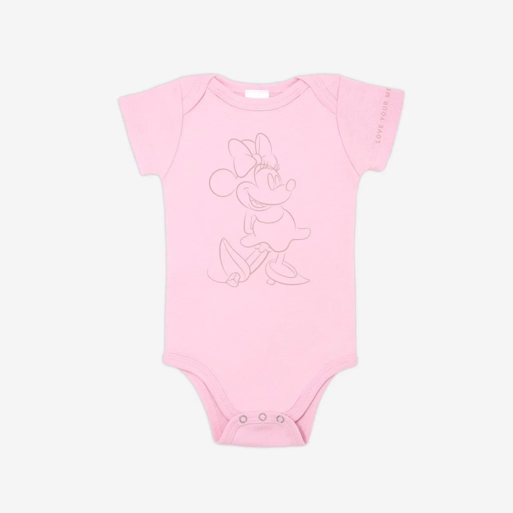 Minnie Mouse Rose Gold Minnie Blush Short Sleeve Baby Bodysuit 1 Minnie Mouse Rose Gold Minnie Blush Short Sleeve Baby Bodysuit