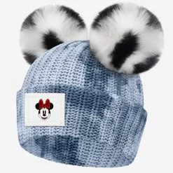 Minnie Mouse Gray Tie Dye Double Pom Beanie