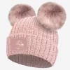 Minnie Mouse Rose Gold Blush And Metallic Rose Gold Yarn Double Pom Beanie