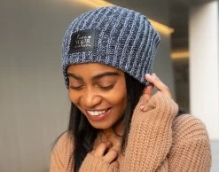 Prairie Blue, Charcoal And Black Speckled Beanie -Love Your Melon MC Prairie Blue Charcoal and Black Speckled Beanie 1