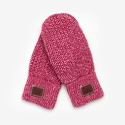 Rose And White Speckled Mittens