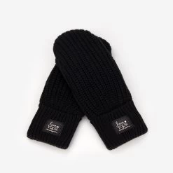 Black Monochrome Rose Foil Mittens