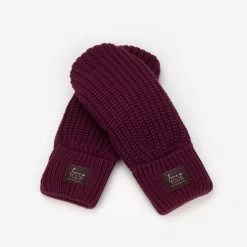 Burgundy Monochrome Rose Foil Mittens