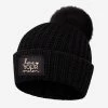 Black Monochrome Rose Foil Pom Beanie