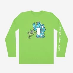Monsters Inc Mike And Sully Lime Green Long Sleeve Shirt